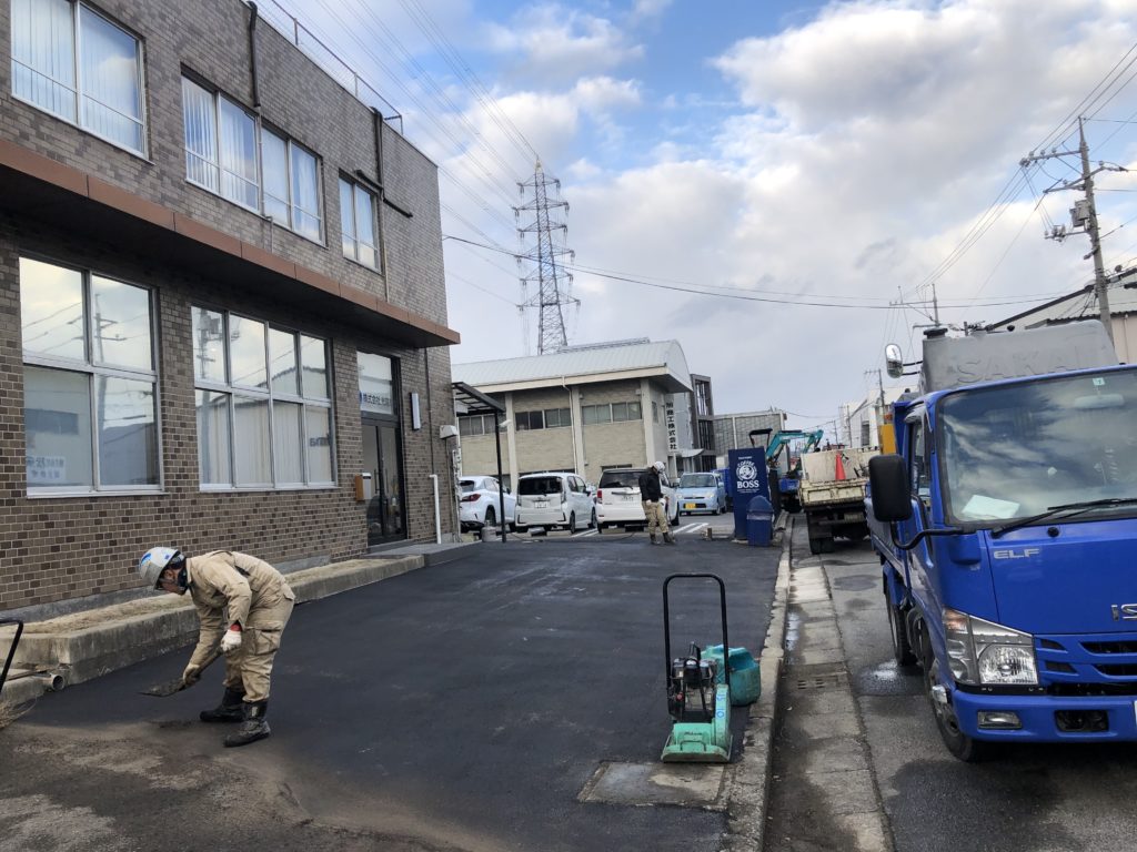 岡山で舗装の工事写真