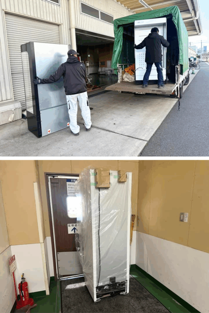 倉敷市 店舗改装工事 冷蔵ショーケース搬入作業