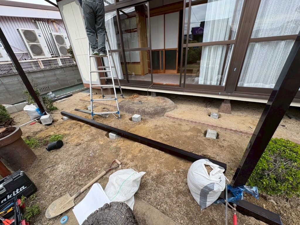 エクステリア工事開始時の現場の様子（岡山 リフォーム）