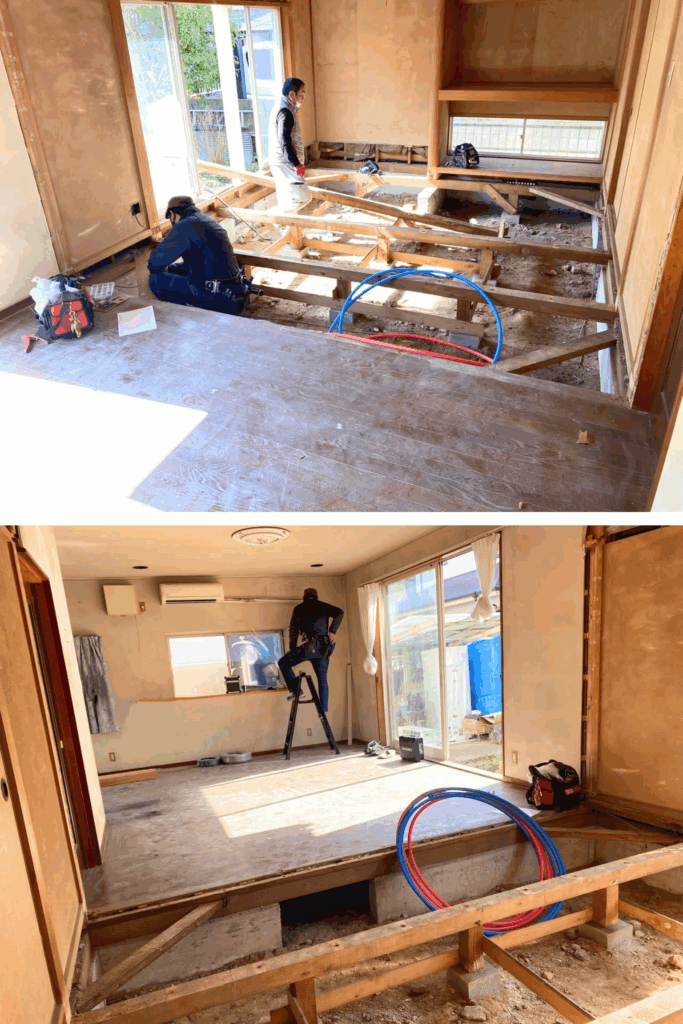 岡山市中区 配管移設 キッチン位置変更 給排水工事