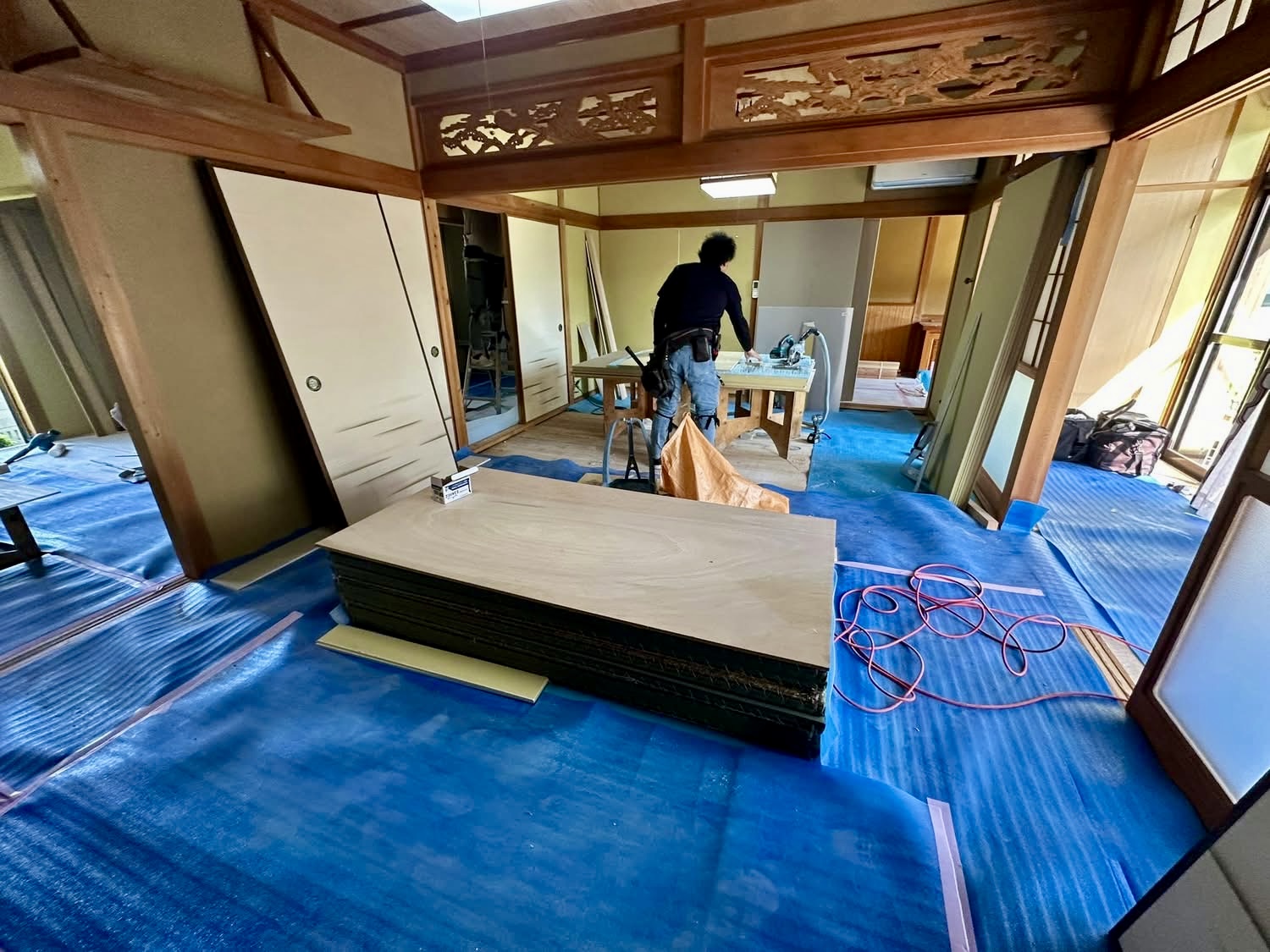 岡山県玉野市の戸建て住宅リフォーム工事の現場風景